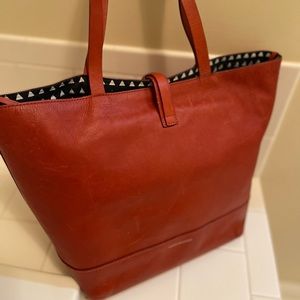 Lucky brand leather tote on orange - excellent condition